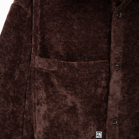 Merely Made Premium Sage Velvet Twill Cropped Shirt Chocolate 24FMLPR250SH Degli Uberti
